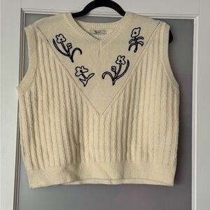 Cream vest with floral embroidery